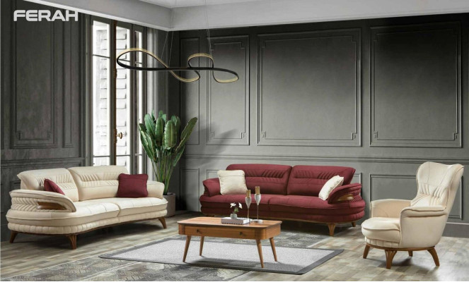Luxus Sofagarnitur 3+3+1 Sitzer Dreisitzer Sofa Sofas Sessel Design
