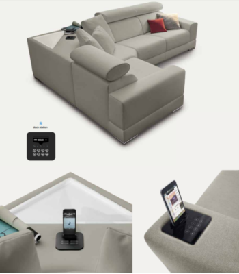 Ladestation Eckcouch Sofa Couch Sofas Couchen Garnitur Möbel Stoff alfitalia Neu