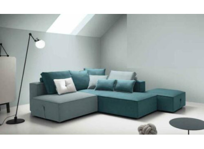 Designer Sofa Couch Ecke Hocker gepolstert Set Wohnraum L-Form Modern alfitalia