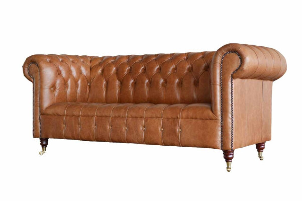 Chesterfield Sofa 3 Sitz Polster Couchen Sofas Couch Dreisitzer Braun