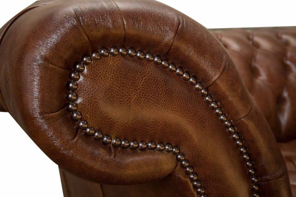Sofa 4 Sitzer Luxus Möbel Chesterfield Leder Braun Design Modern Stil