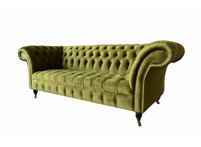 Design Chesterfield Sofa 3 Sitzer Grün Couch Polster Sofas Wohnzimmer