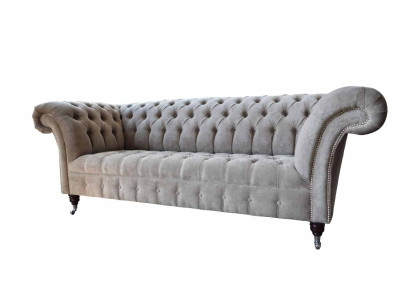 Grau Chesterfield Couch Dreisitzer Sitzpolster Couchen Sofa Möbel Neu