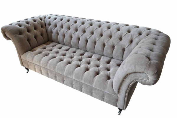 Grau Chesterfield Couch Dreisitzer Sitzpolster Couchen Sofa Möbel Neu