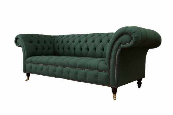 Dreisitzer Couch Textil Grün Polster Möbel Chesterfield Sofas Couchen