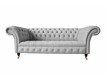 Chesterfield Textil Sofa Couch 3 Sitzer Polster Sitz Grau Sofas Big Neu