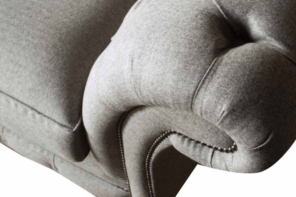 Englische Chesterfield Sofa Couch Büro Möbel Dreisitz Samt 230cm Braun