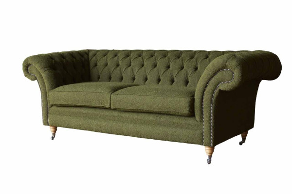 Englische Chesterfield Sofa Couch Büro Möbel Dreisitz Samt 230cm Grüne