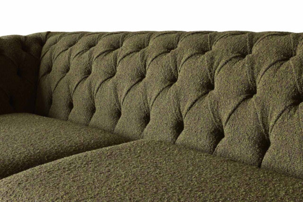 Englische Chesterfield Sofa Couch Büro Möbel Dreisitz Samt 230cm Grüne