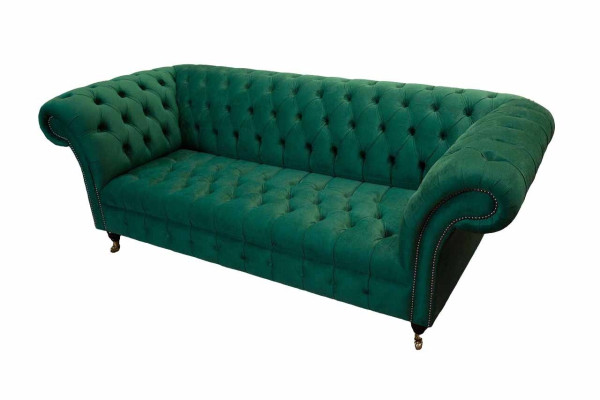 Dreisitzer Sofa 3 Sitzer Luxus Sitz Modern Sofas Grün Stoff Chesterfield