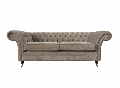 Dreisitzer Chesterfield Sofa 3 Sitz Sofas Grau Stoff Wohnzimmer Luxus