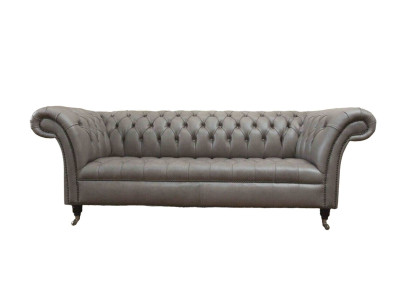 Graue Chesterfield englisch klassischer Stil Sofa Couch 3 Sitz Polster 230cm