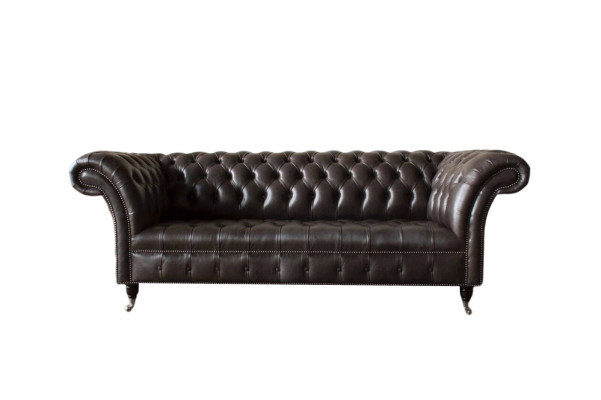 Dreisitzer Chesterfield Sofa 3 Sitzer Sofas Braun Leder Wohnzimmer Luxus