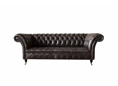 Dreisitzer Chesterfield Sofa 3 Sitzer Sofas Braun Leder Wohnzimmer Luxus