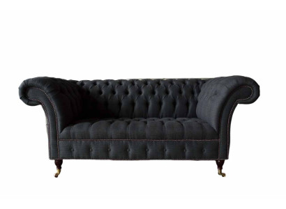 Design Chesterfield Stoff Couch Sofa 2 Sitzer Polster Textil Stoff Neu