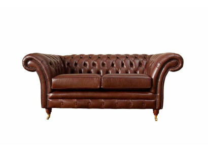 Chesterfield Couch Polster Leder Sofas Couchen Braune Zweisitzer Neu