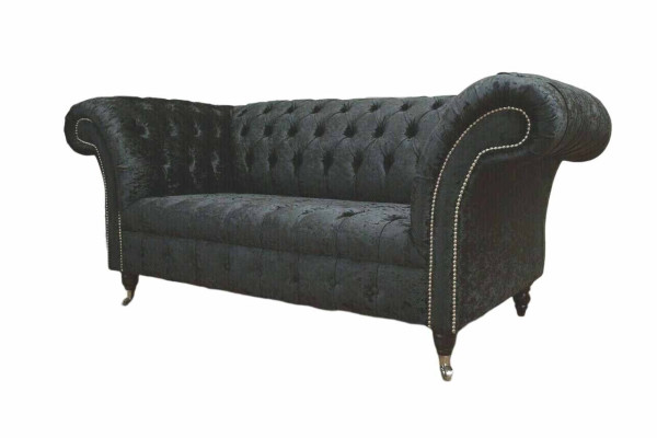 Englische Chesterfield Büro Sitzmöbel Einrichtung Sofa Couch 2 Sitz Schwarz
