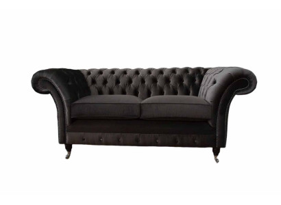 Chesterfield Textil Sofa 2 Sitzer Polster Design Luxus Couch Stoffsofas