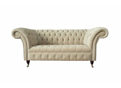 Zweisitzer Couch Polster Sofa 2 Sitz Textil Stoff Luxus Chesterfield Neu