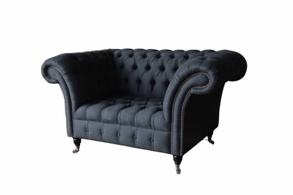 Couch Polster Sofa Textil Chesterfield Couchen 1,5 Sitzer Einsitzer Grau