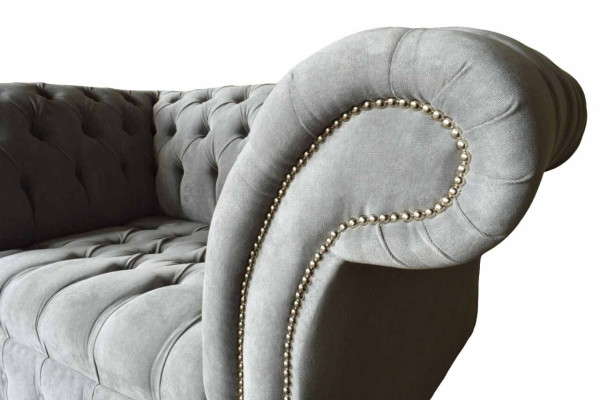 Graue Chesterfield Ohrensessel Grau Sessel Couch Stoffsofa Wohnzimmer