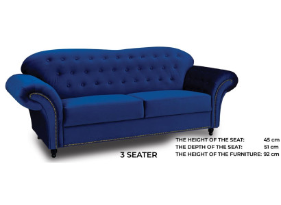 Dreisitzer Couch Textil Blaue Sofa Polster Möbel Einrichtung Sofas Couchen