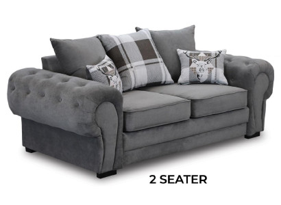 Graue Chesterfield Couch Polster Möbel Stoff Couchen Sofas Design Textil