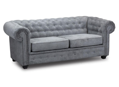 Graue Chesterfield Couch Polster Möbel Zweisitzer Couchen Sofas Stoff Textil