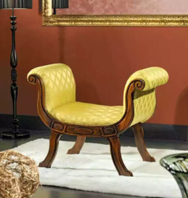 Designer Sitzbank Polster Textil Stoff Klassische Luxus Bank Möbel Neu