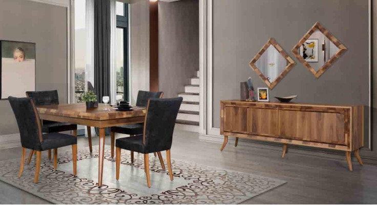 Esszimmer Set Esstisch 4 Stühle Anrichte Tische Holz Design Gruppe Garnitur 6tlg