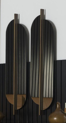 Spiegel Luxus Wandhalterung Moderner Stil Brauner Rahmen 104x31cm
