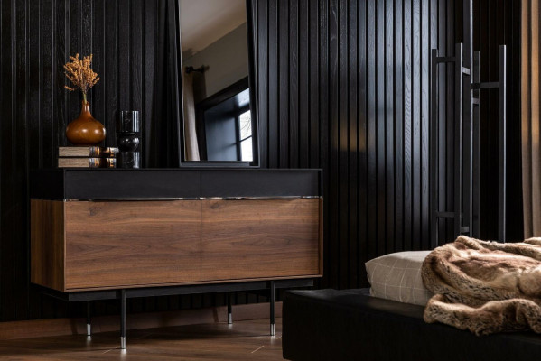 Spiegel Luxuriöser Stand Wandspiegel Schwarzer Rahmen Stil 100x46