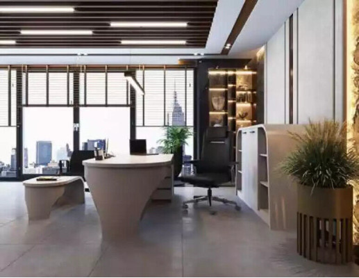 Weißes Büro Set Chef Schreibtisch Oval Couchtisch Aktenschrank Regal 3tlg.