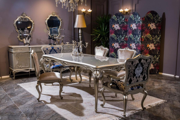 Luxus Esszimmer Set Tisch + 6x Lehnstühle Stuhl Essgruppe Essgarnitur 7tlg