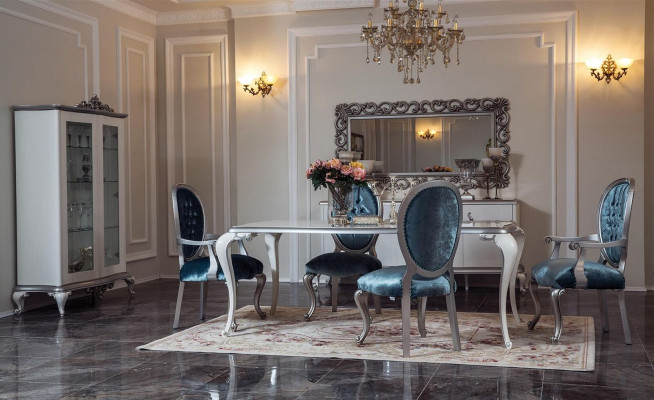 Esszimmer Tisch Garnitur Klassische Stuhlgruppe 4x Stühle 5tlg. Set Sitzgruppe