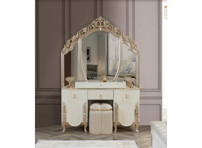Schlafzimmer Set Luxus Schminktisch mit Spiegel Hocker Design neu 2tlg