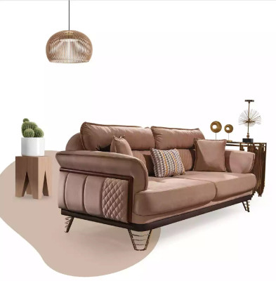 Braune Couchgarnitur Luxus 3+3+1 Sitzer Wohnzimmer Möbel Sofas Sessel