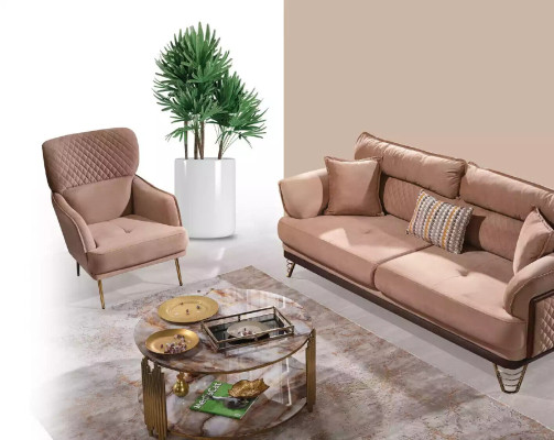 Braune Couchgarnitur Luxus 3+3+1 Sitzer Wohnzimmer Möbel Sofas Sessel
