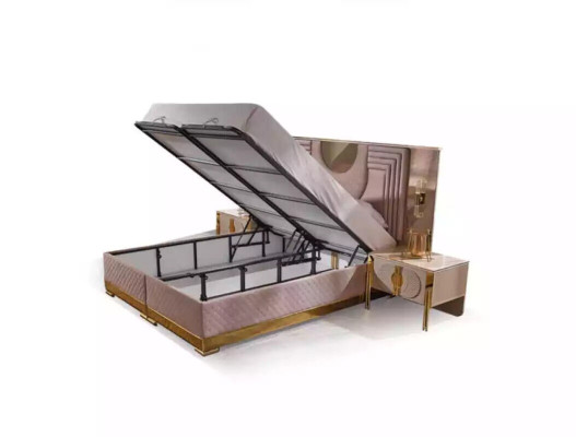 Schlafzimmer Garnitur Bett 2x Nachttische Bettgestell Hotelbett 3tlg