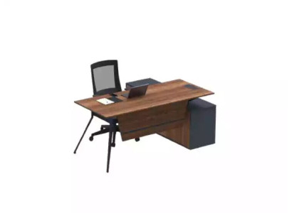 Großer Brauner Eckschreibtisch Holzmöbel Einrichtung Arbeitszimmermöbel