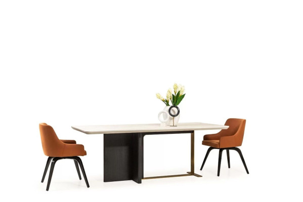 Essecke Essgruppe Esszimmer Esstisch Stühle Set 7tlg Tisch Orange Holz