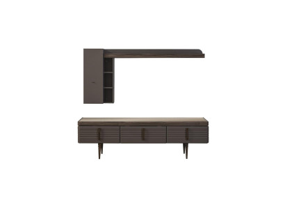 Wohnwand Sideboard RTV Lowboard Regale TV Ständer Schrank Holz Grau