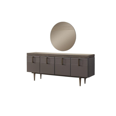 Sideboard Anrichte Grau Schrank Spiegel Kommode Holz Garnitur Kommode