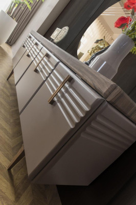 Sideboard Anrichte Grau Schrank Spiegel Kommode Holz Garnitur Kommode