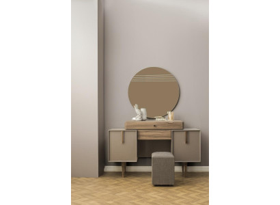 Schminktisch Konsolentisch Frisiertisch Holz Grau Spiegel Schlafzimmer