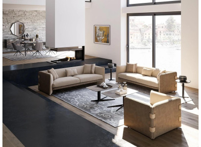 Luxus Wohnzimmer Garnitur 7tlg Polstermöbel Dreisitzer Sofas Textil Sessel Neu