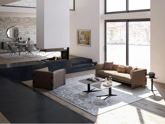 Komplett Möbel 6tlg Modern Dreisitzer Sofa Luxus Sessel Holz 2x Couchtisch