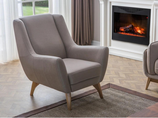 Luxus Sessel Grau Kunstleder Design Möbel Wohnzimmer Einrichtung Polstermöbel