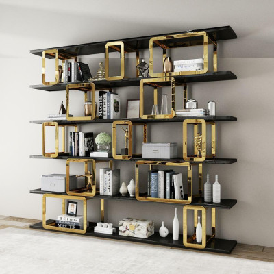 Design Trenn Wand Regal Wohnzimmer Schränke Edelstahl Regale Bücher Schrank Neu