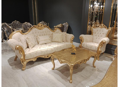 Sofagarnitur 3+3+1+1 Sitzer Klassisch Relax Sessel Chesterfield Barock Stil 4tlg